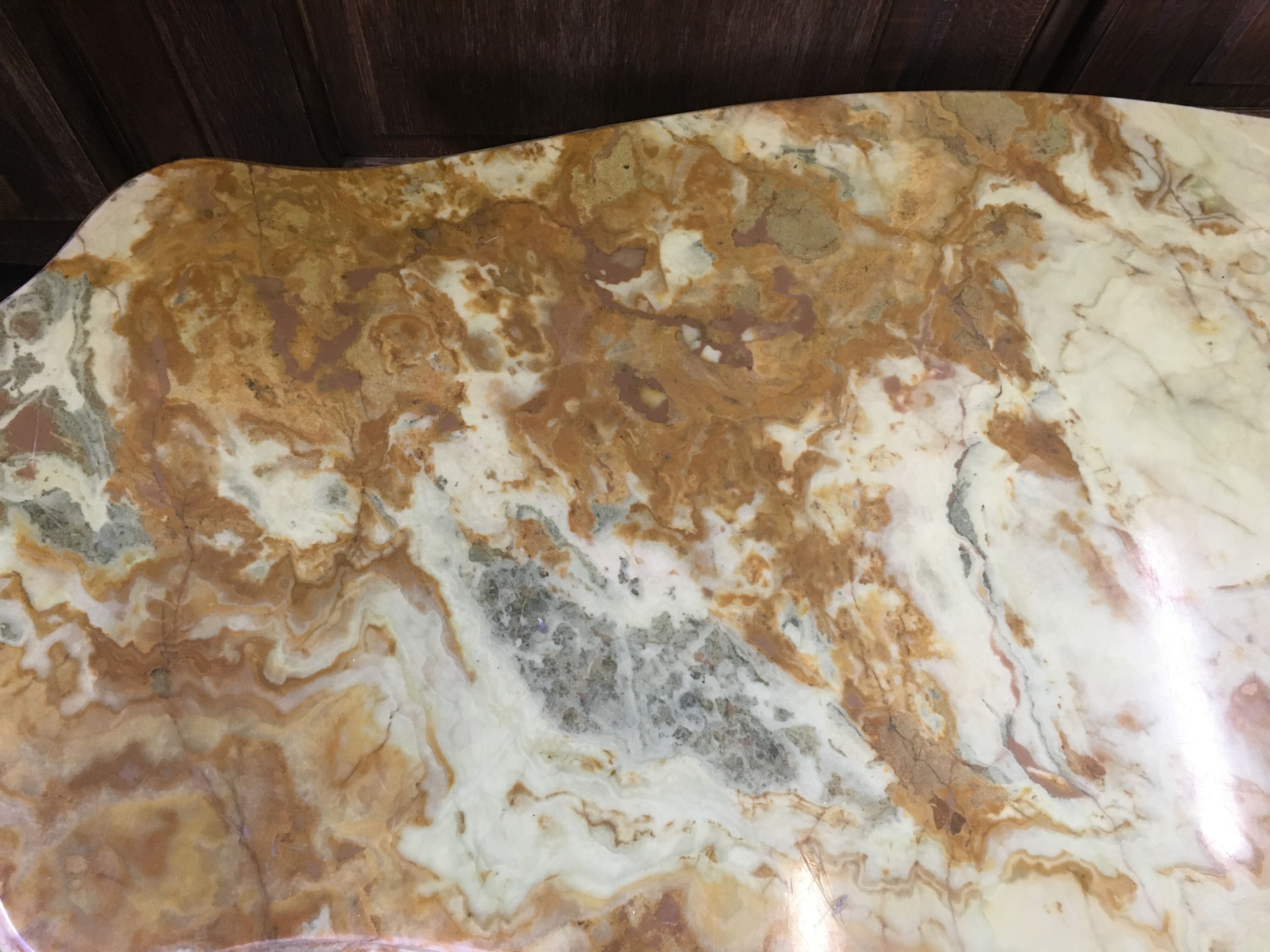 Metal and marble/onyx 1960s coffee table