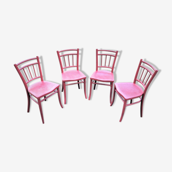 4 antique thonet bistro chairs made in czechoslovakia, years: 1922-1940.