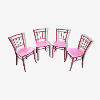 4 chaises de bistrot Thonet anciennes fabriquées en tchécoslovaquie, années : 1922-1940.