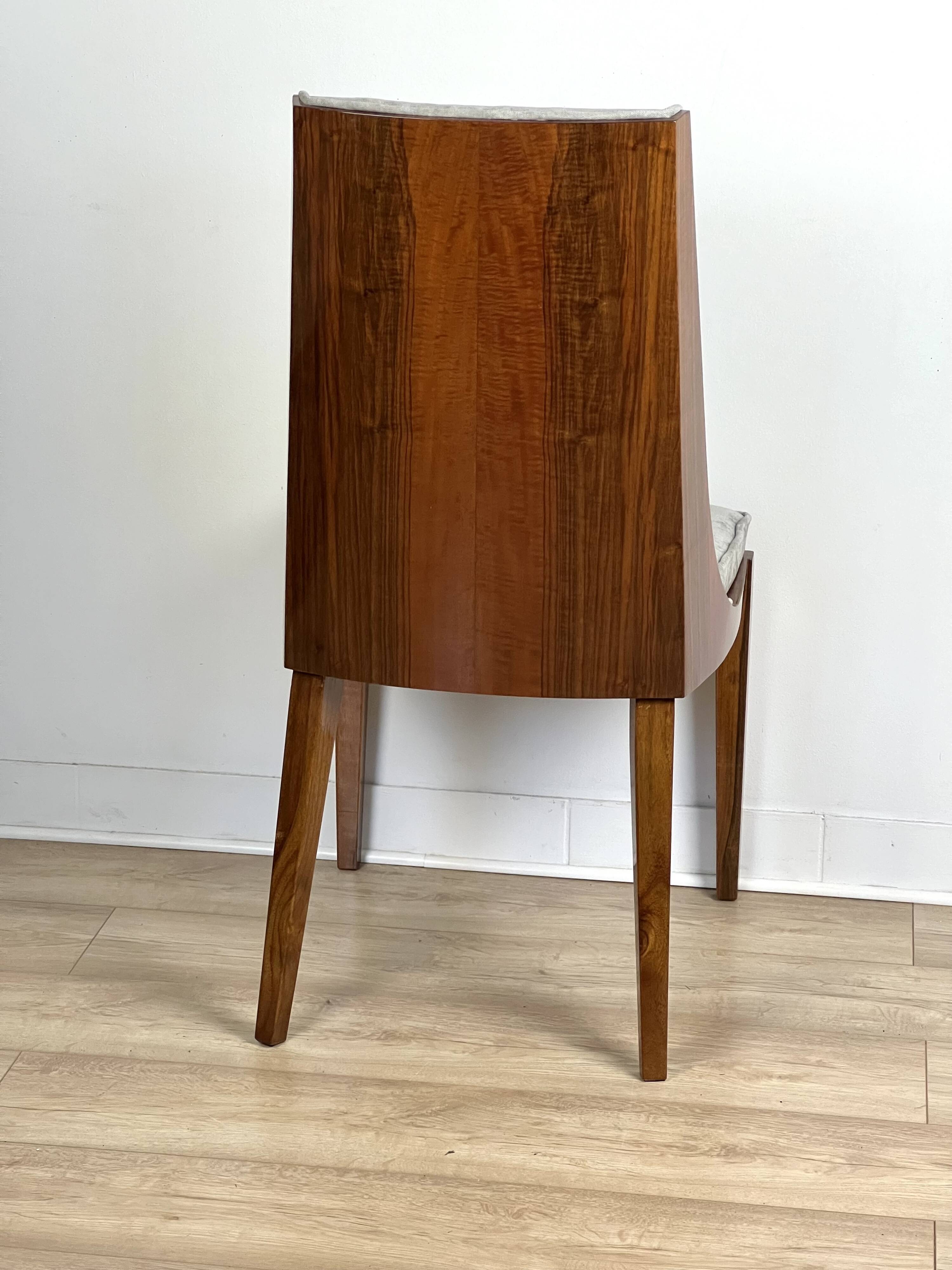 American Art Deco style chair, in solid walnut wood