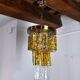 Bicolor chandeliers waterfall by zero quattro, orange and transparent murano glass, italy, 1970