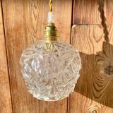 Globe pendant light in chiseled glass