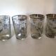 5 vintage glasses / cups, Art Deco geometric design
