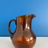 carafe en verre bullé signé biot / pichet artiste verrerie biot / carafe verre bullé soufflé bouche vintage