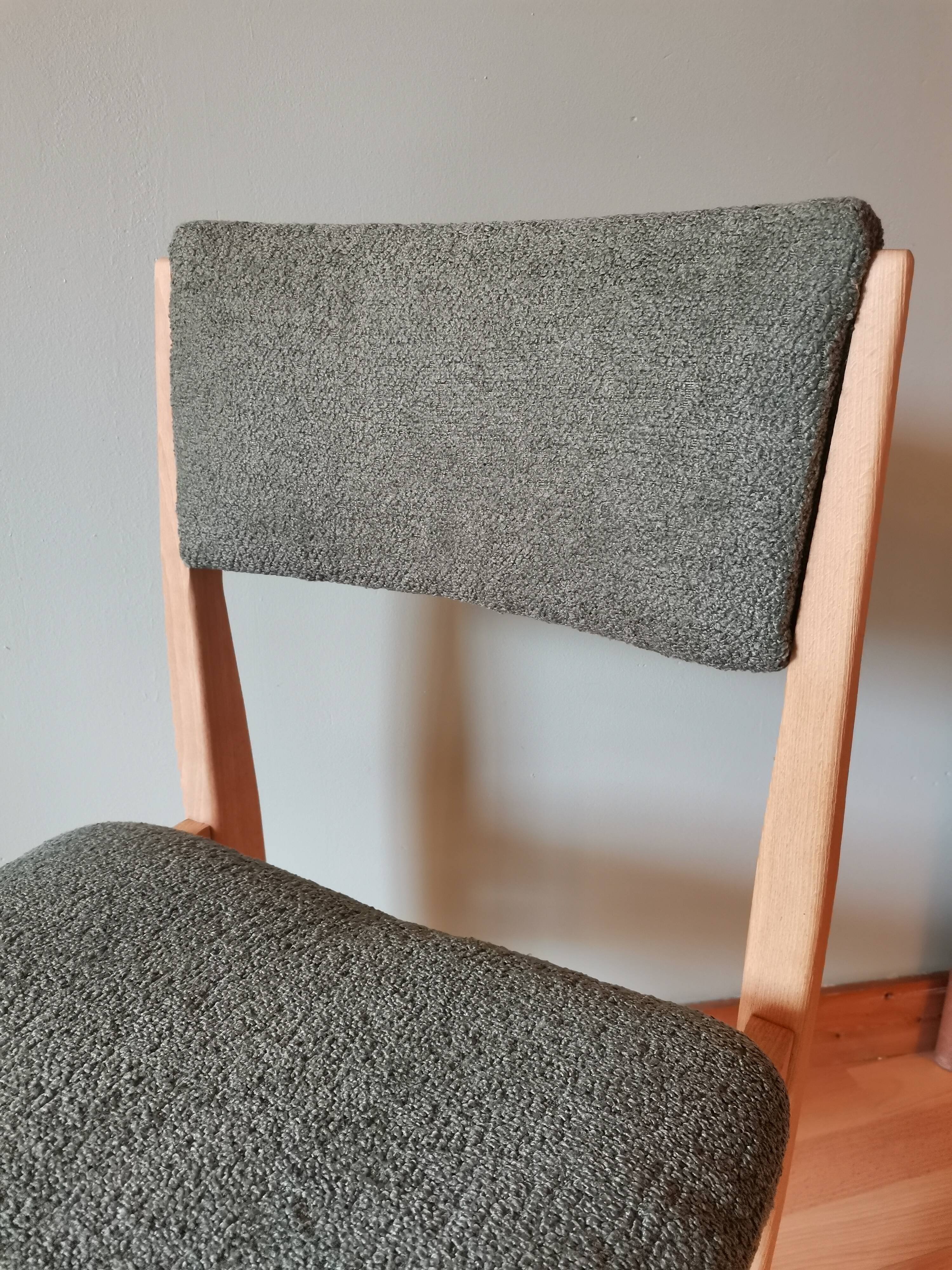 Green boucle Scandinavian chairs