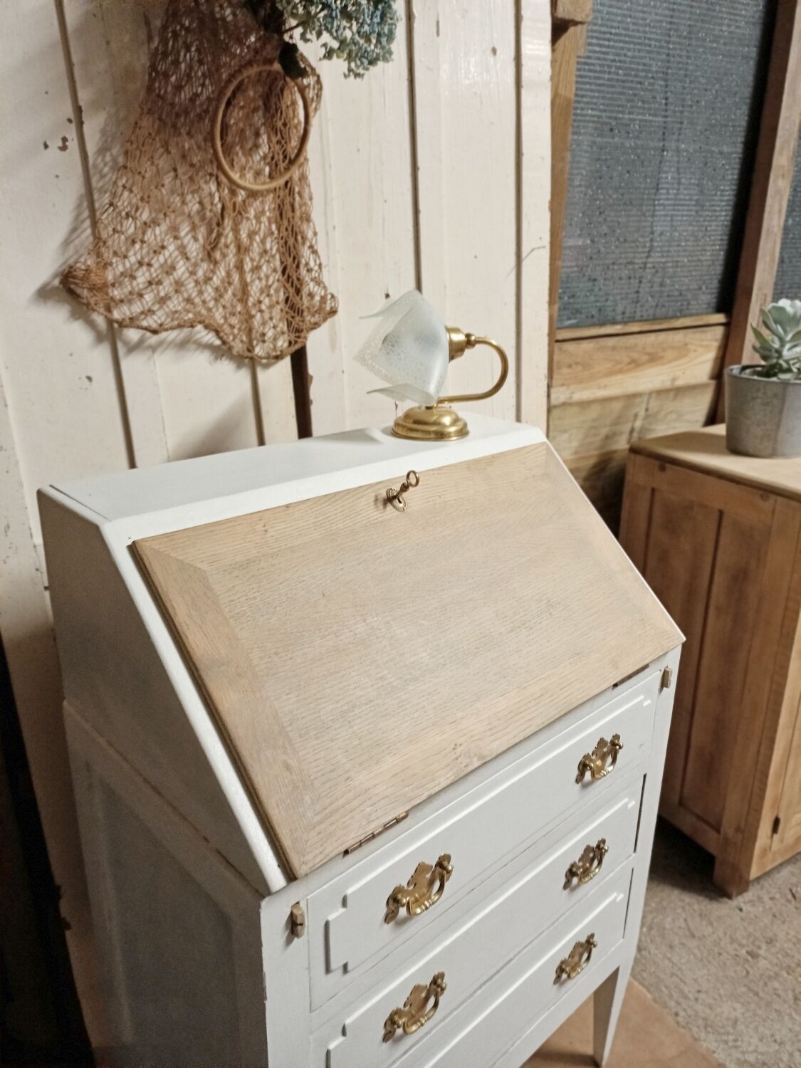 Wooden secretary chest of drawers