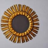 Miroir soleil en bois dorée, mid century, 54cm