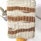Orange ceramic lamp with vintage wool lampshade from the 70s
