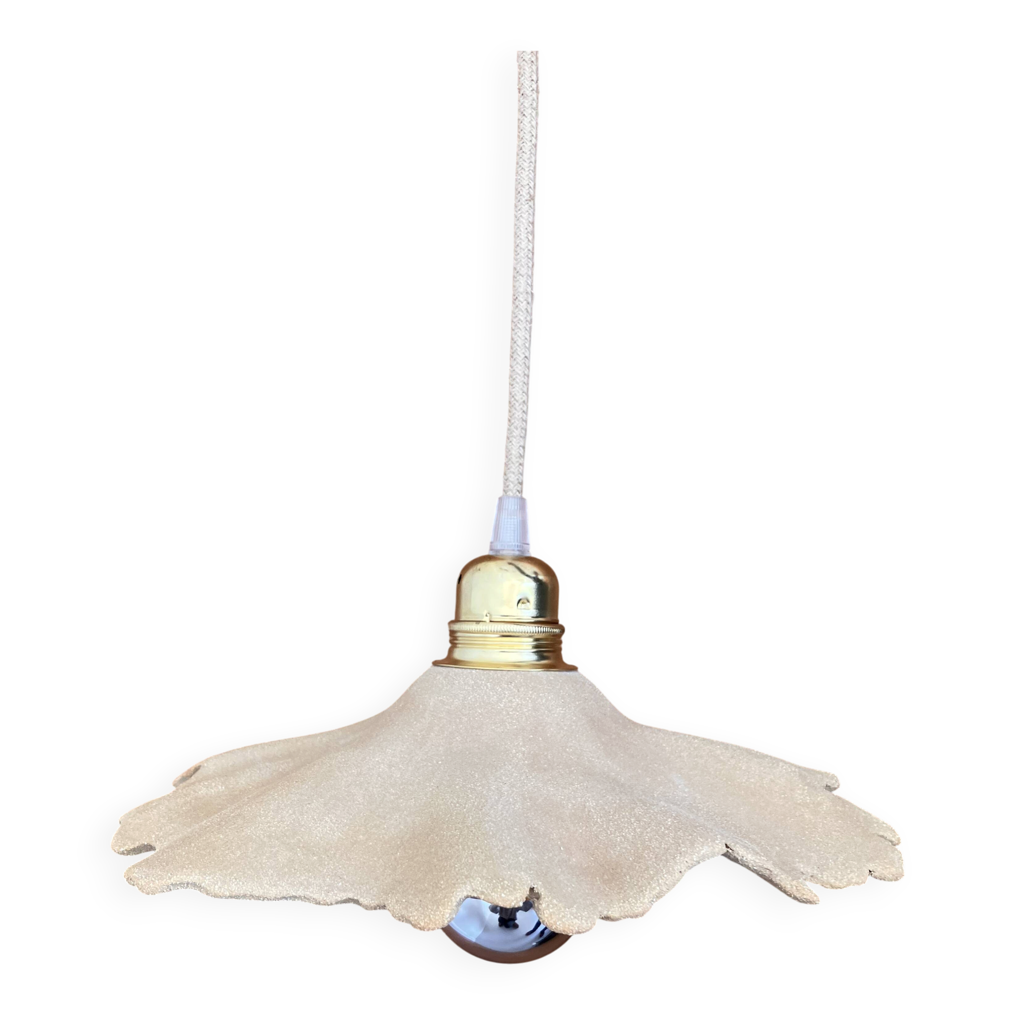 Mid-Century style ceramic flower suspension - beige stoneware