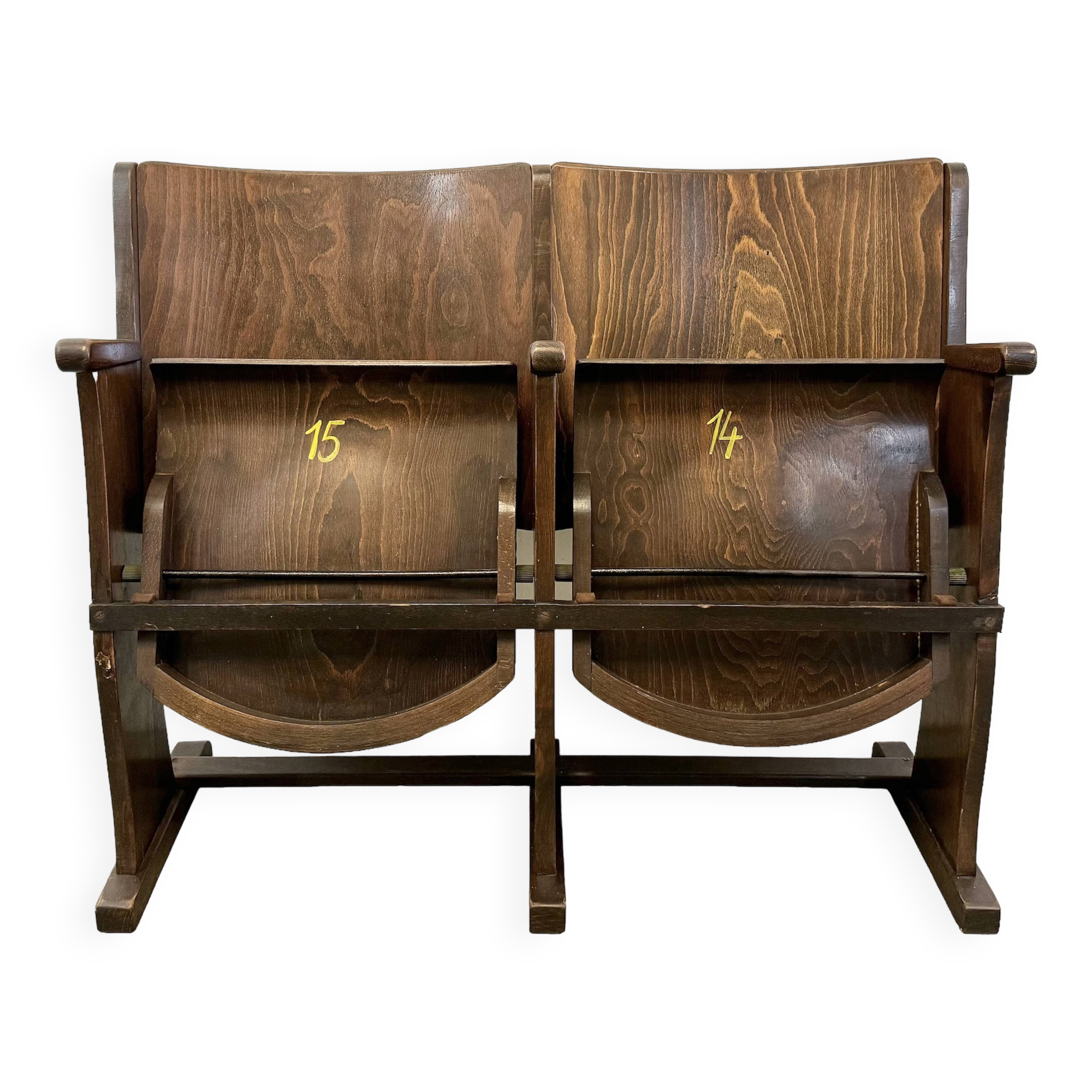 Vintage Two-Seat Cinema Bench from TON, 1960s