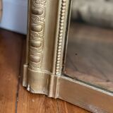 Old gilded mirror louis Philippe rectangular carved godrons