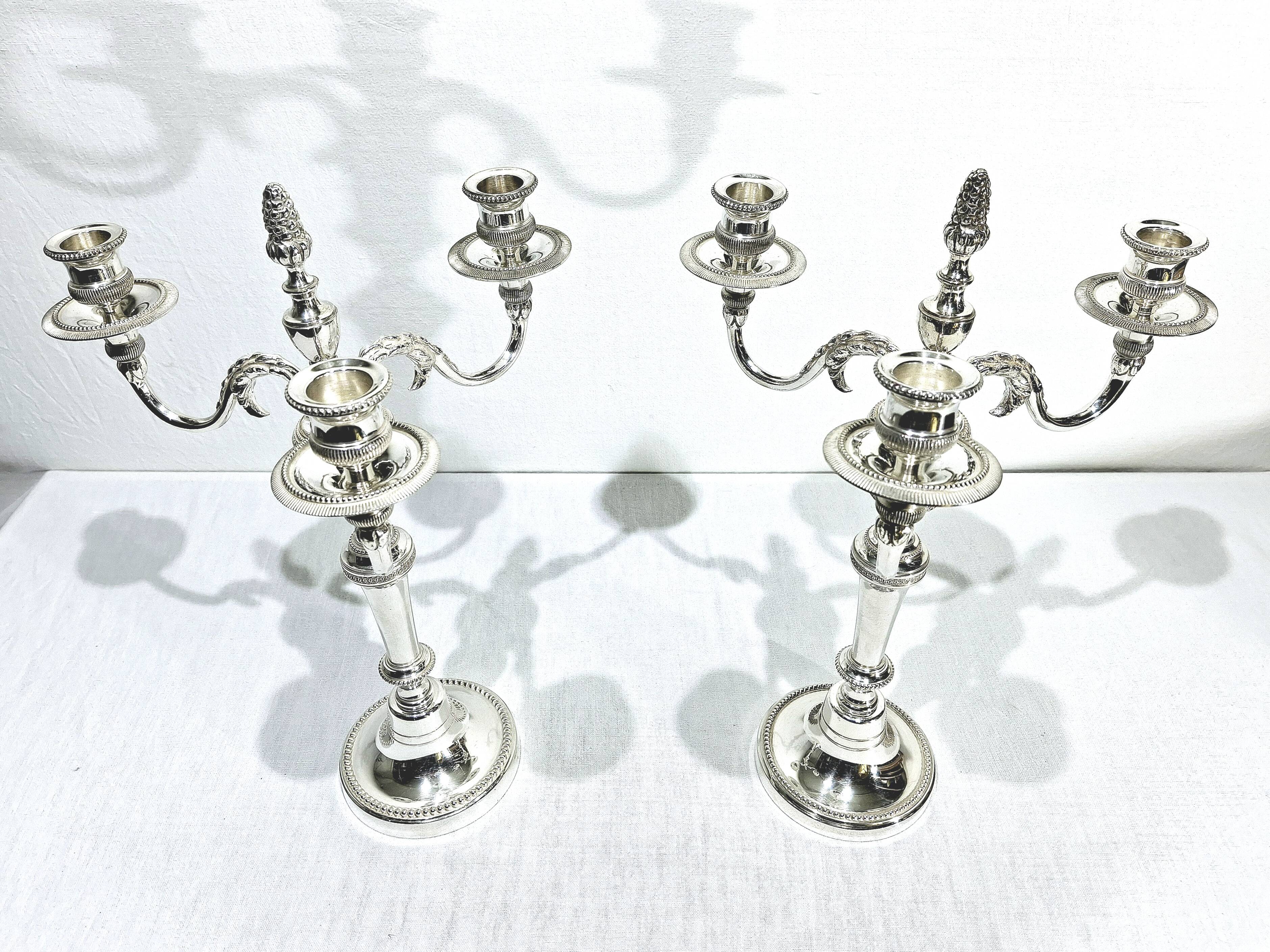 Chrysalia - pair of silvered bronze candelabra / €580
