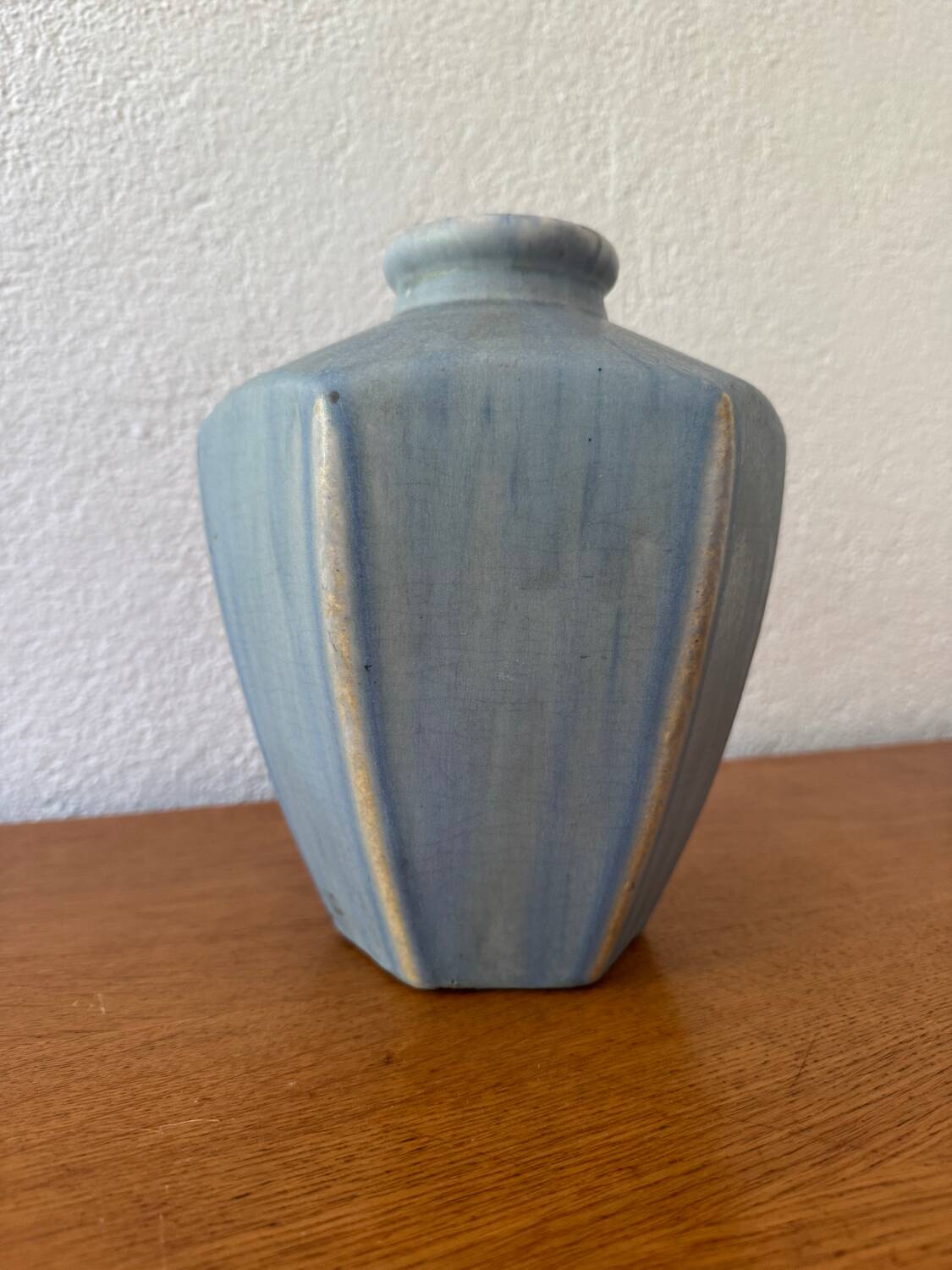 Sky blue ceramic Art Deco vase