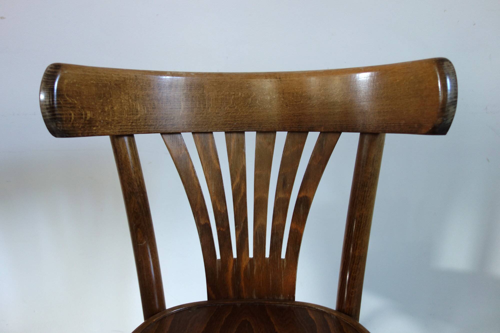 Pair of dark beech bistro chairs