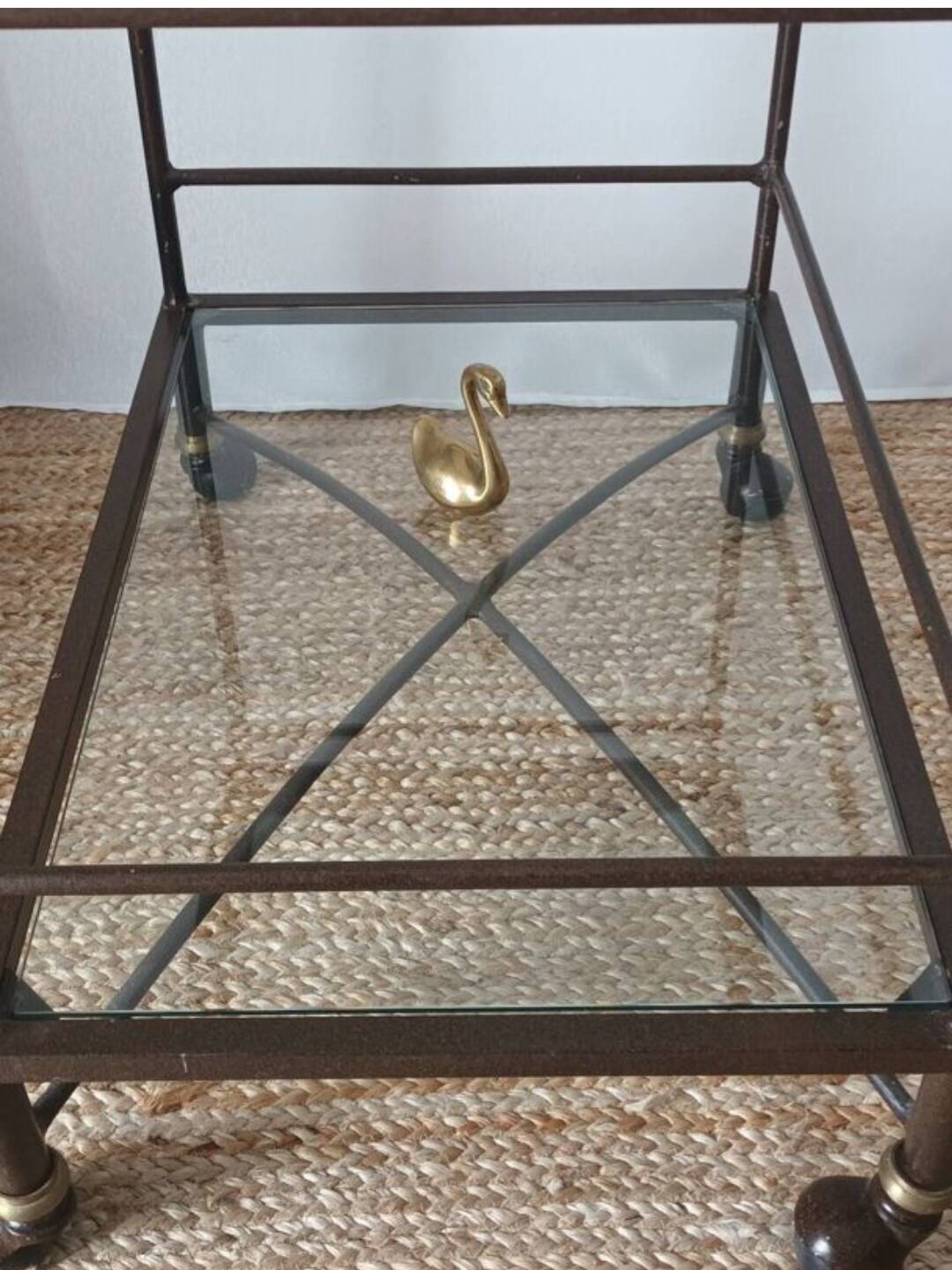Vintage metal and glass serving cart