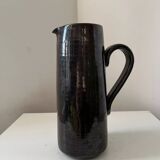 Vintage 1950s black and brown glazed stoneware pitcher/jug