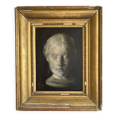 Study of a young girl in plaster, oil on canvas, 19th century, gilded frame.