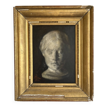 Study of a young girl in plaster, oil on canvas, 19th century, gilded frame.