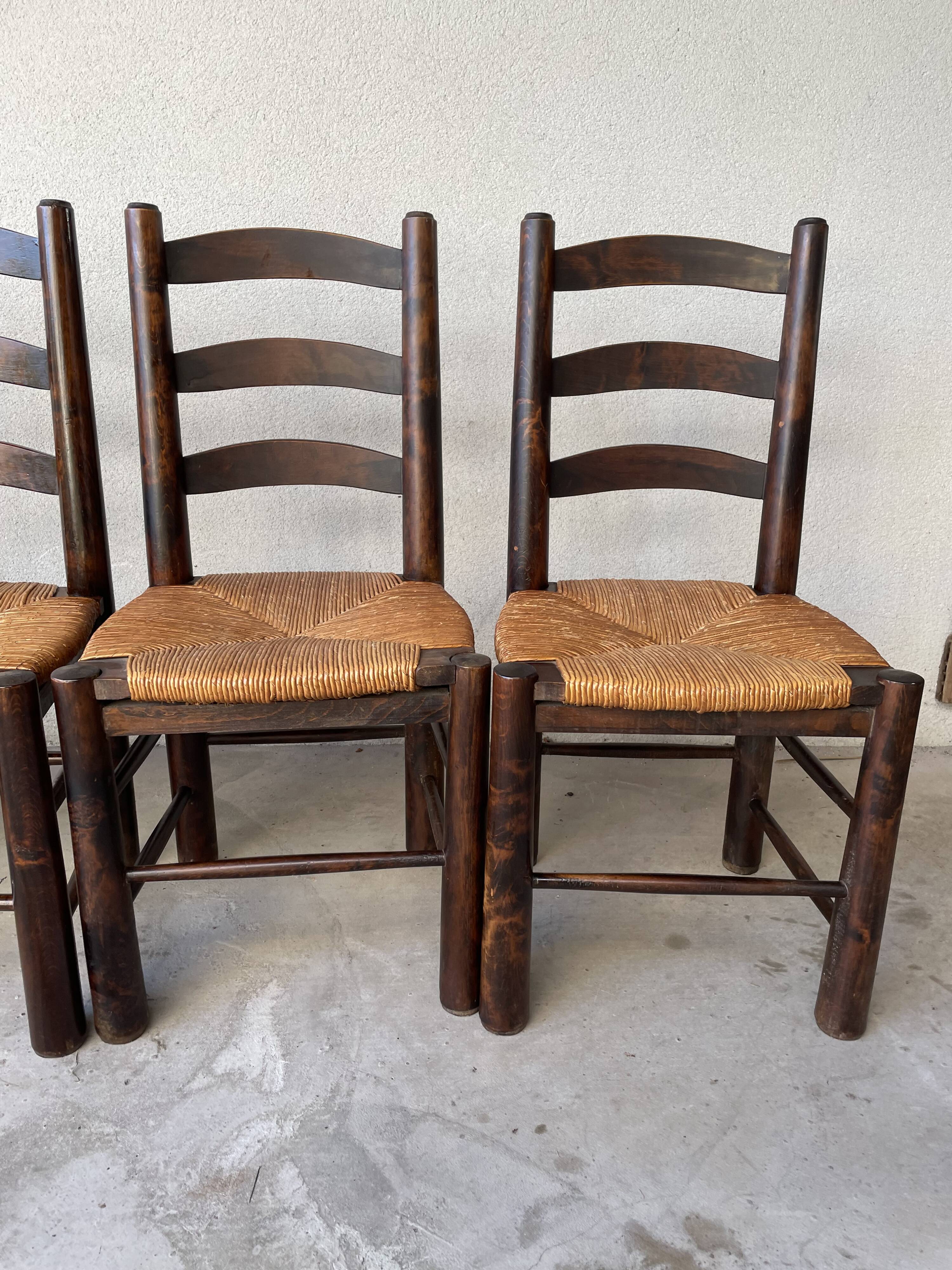 6 Brutalist Georges Robert chairs c.1950