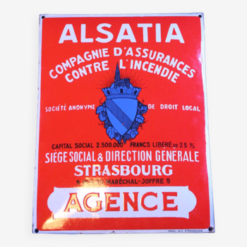 Alsatia enameled sign, insurance