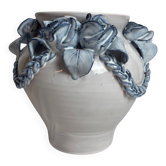 Ceramic vase from Varages in pink and blue.