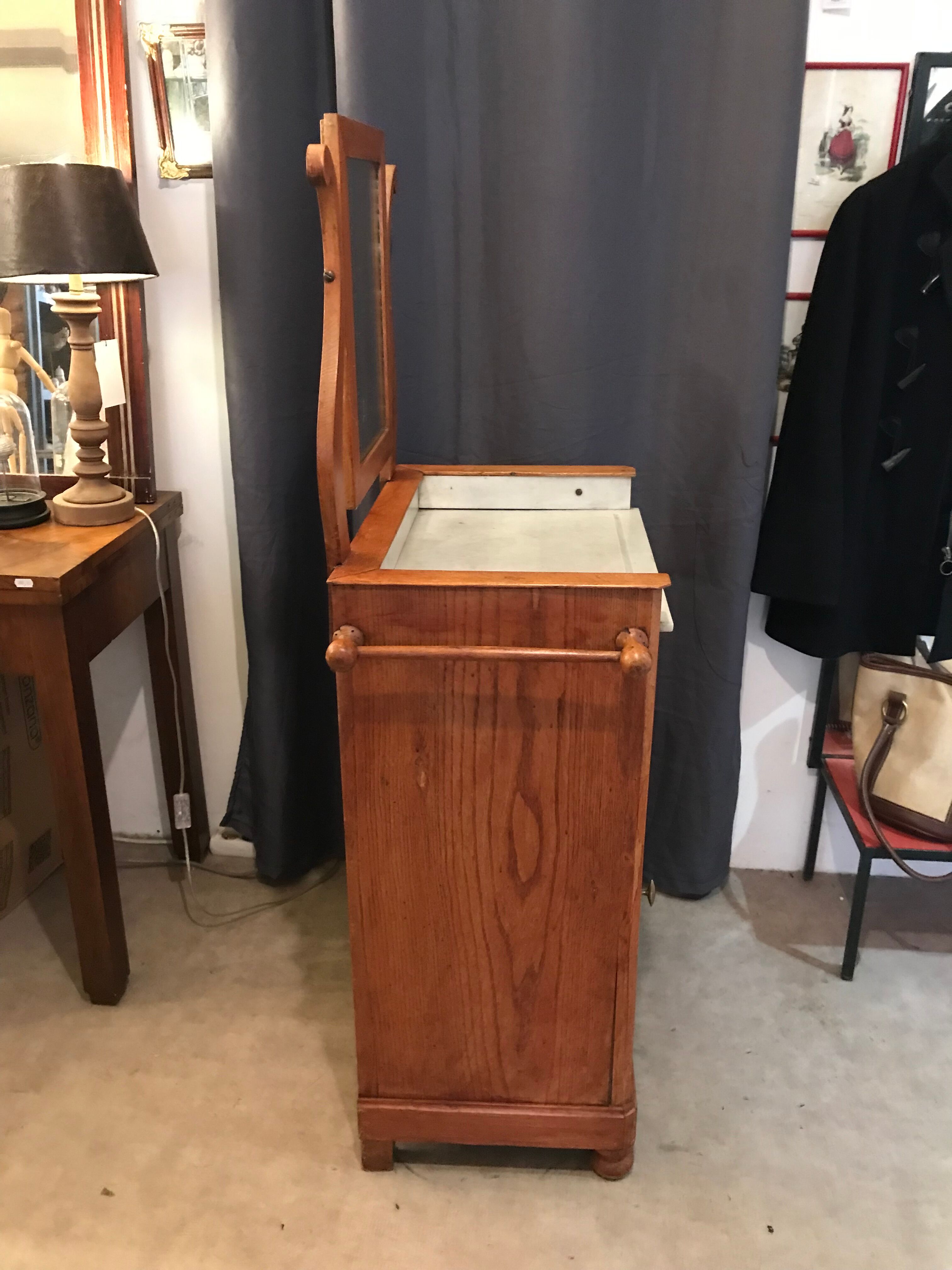 1900 period dressing table pitchpin with marble and mirror