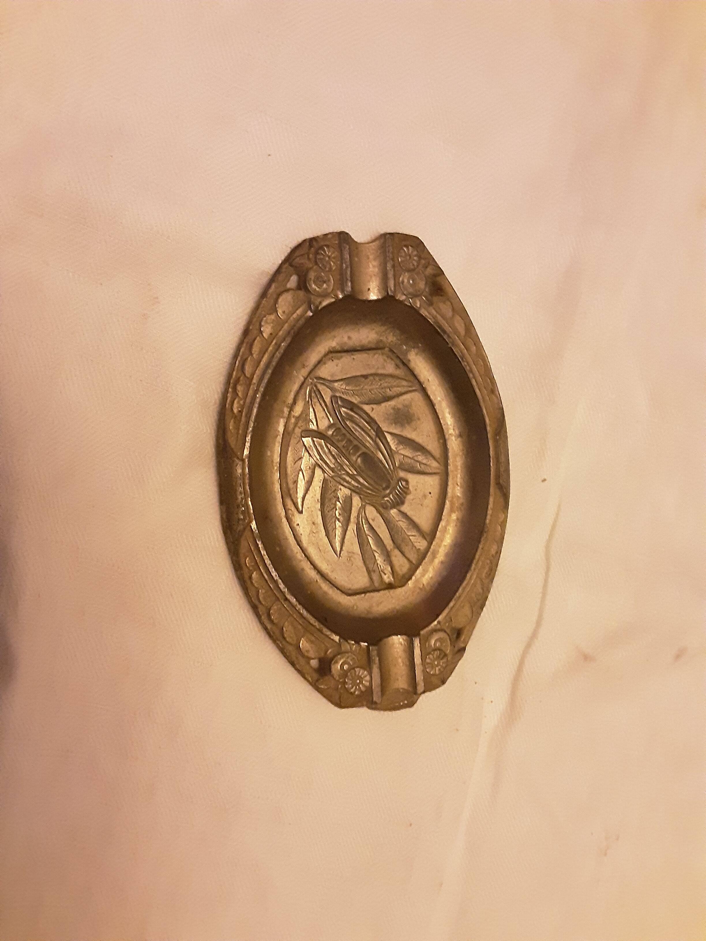 Art deco metal ashtray, cicada provence