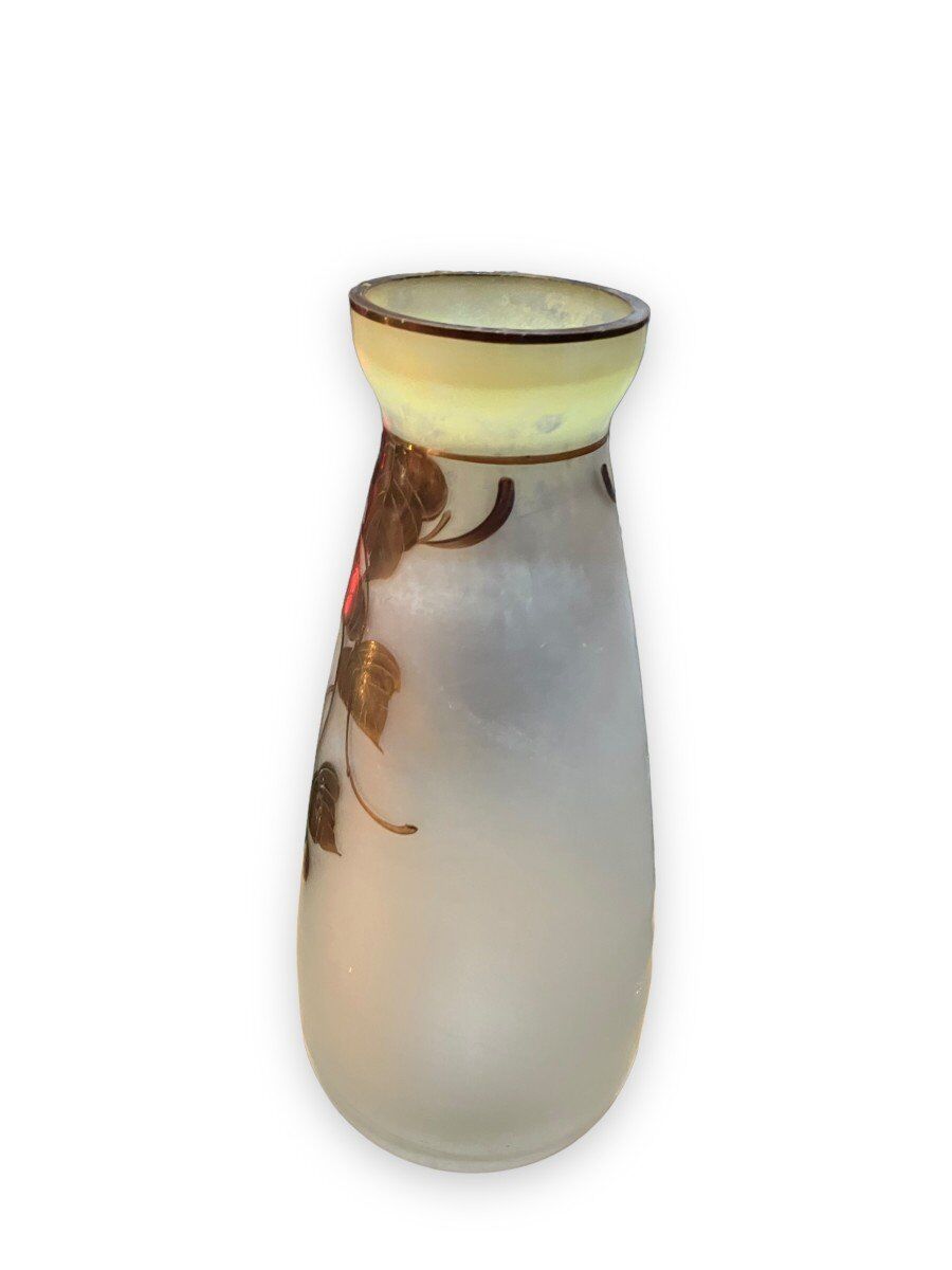 Paire de vases en pâte de verre peinte signés joma
