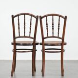 Beautiful set of 6 wooden vintage bistro chairs by Jacob & Josef Kohn Wien with cane seat