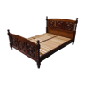 Wooden bed, geometric patterns, 140/190 cm