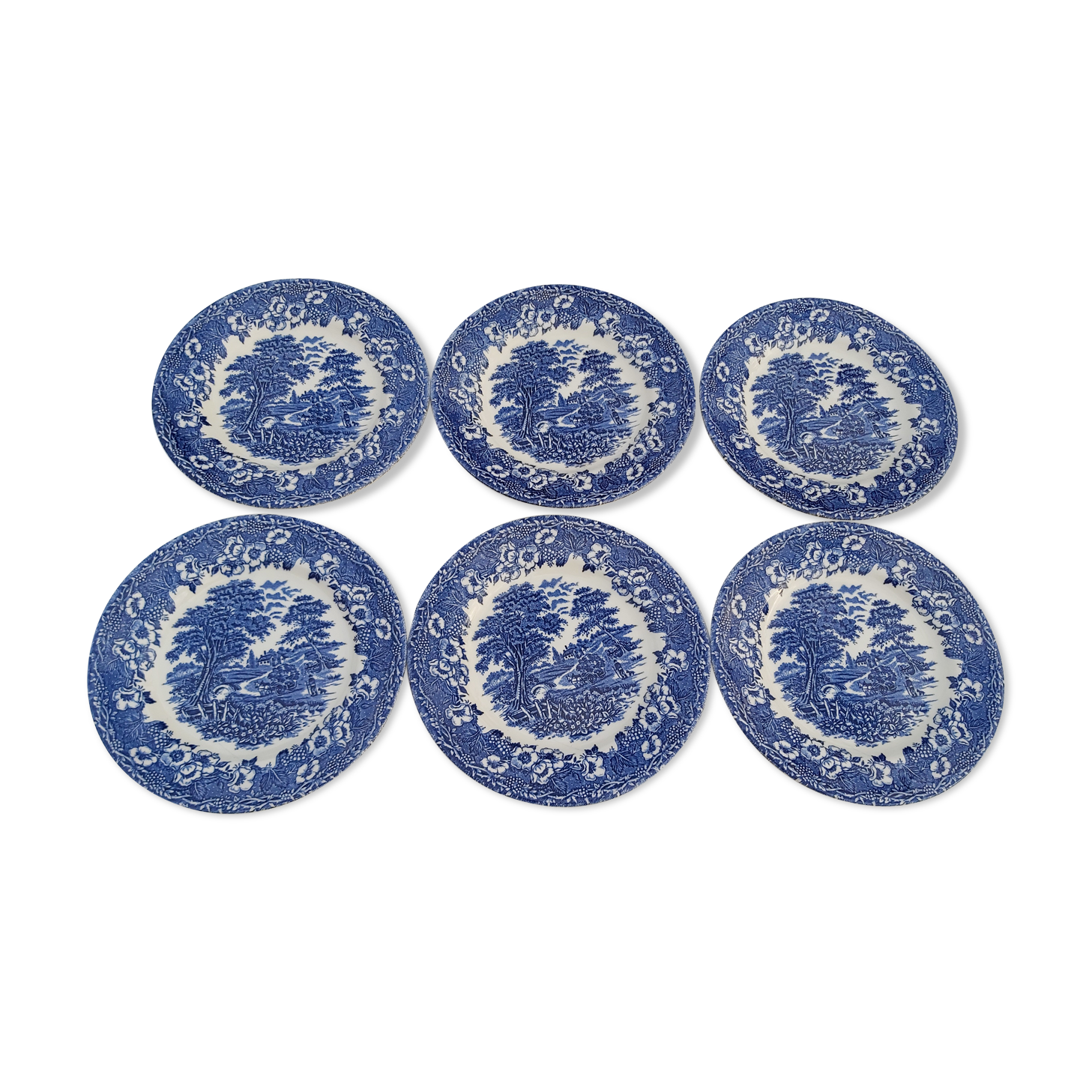 6 Ironstone English dessert plates