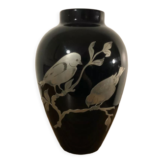 Vase en opaline noire des années 20