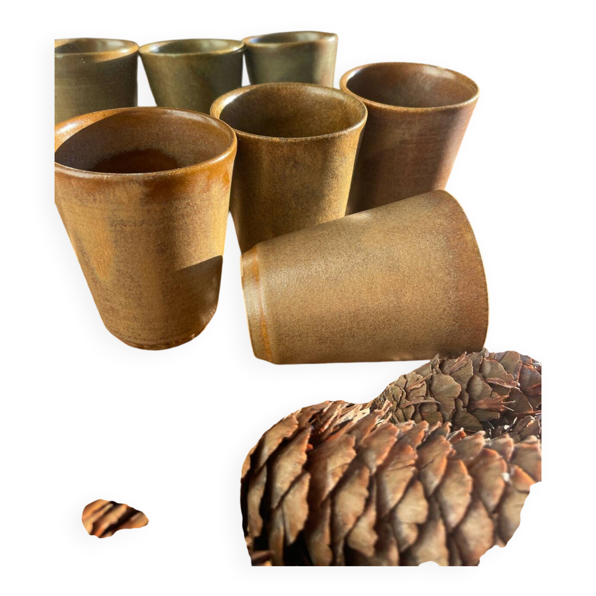 Set of 4 stoneware cups from Digoin, perfect for coffee, tea or com.