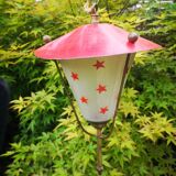 Luminaire suspension lustre  en laiton et verre a decor d etoile