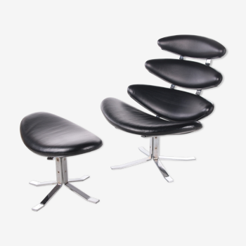 Erik Jørgensen Corona Design Fauteuil avec Hocker