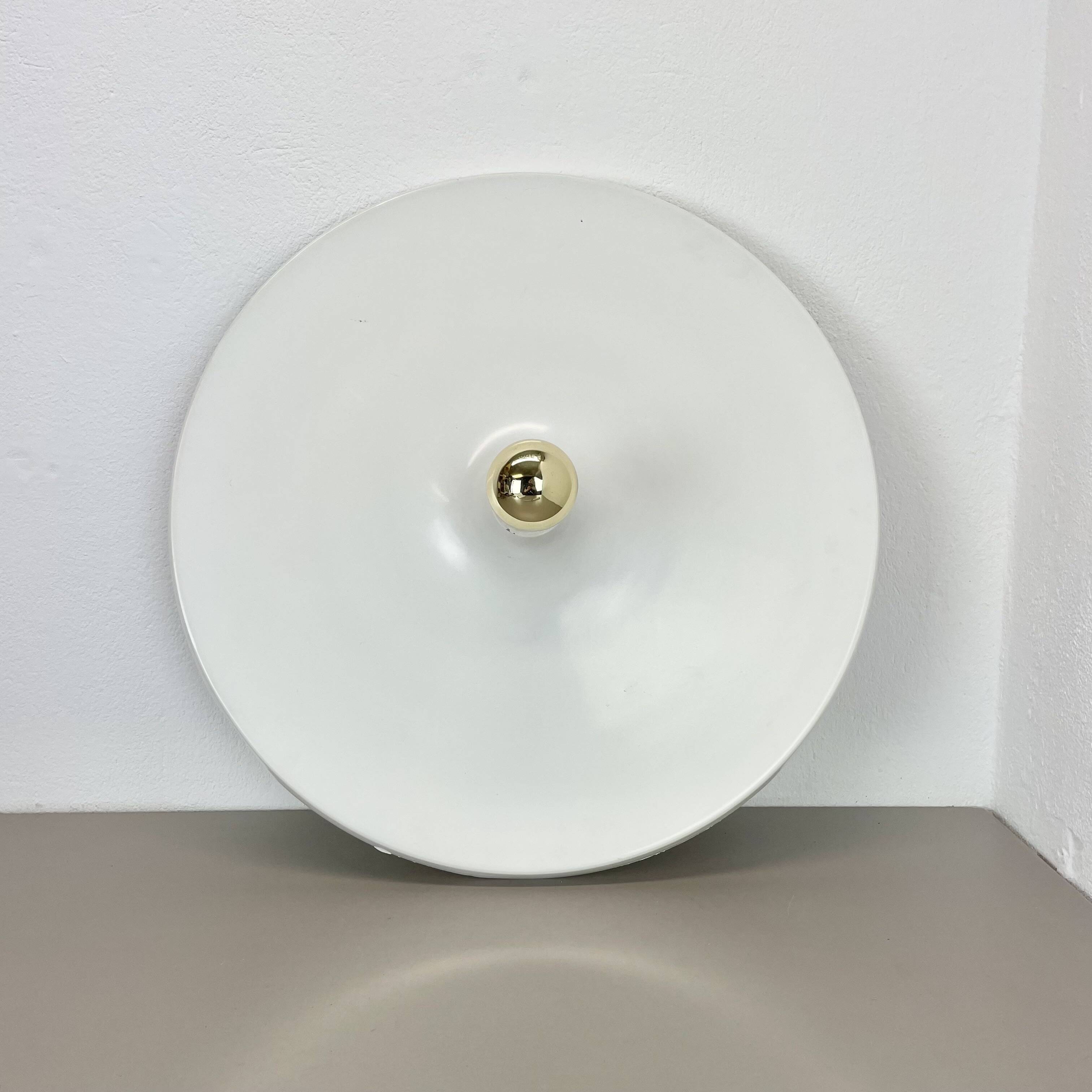 Rare white 52cm Disc Wall Light by Honsel, Germany 1970s