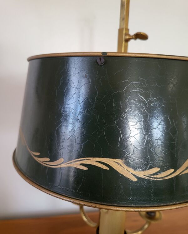 Ancienne Lampe Bouillotte de Style Empire en laiton et tôle