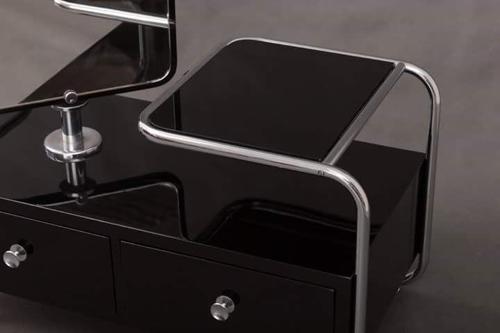 Bauhaus Beech Dressing Table and Mirror, Czech Modernism 1930s