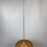 Pencil split reed, rattan, bamboo & brass pendant lamp, italy, 1970s