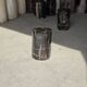 Small black petrified wood side table with beige stripes H28 D18 - 3347
