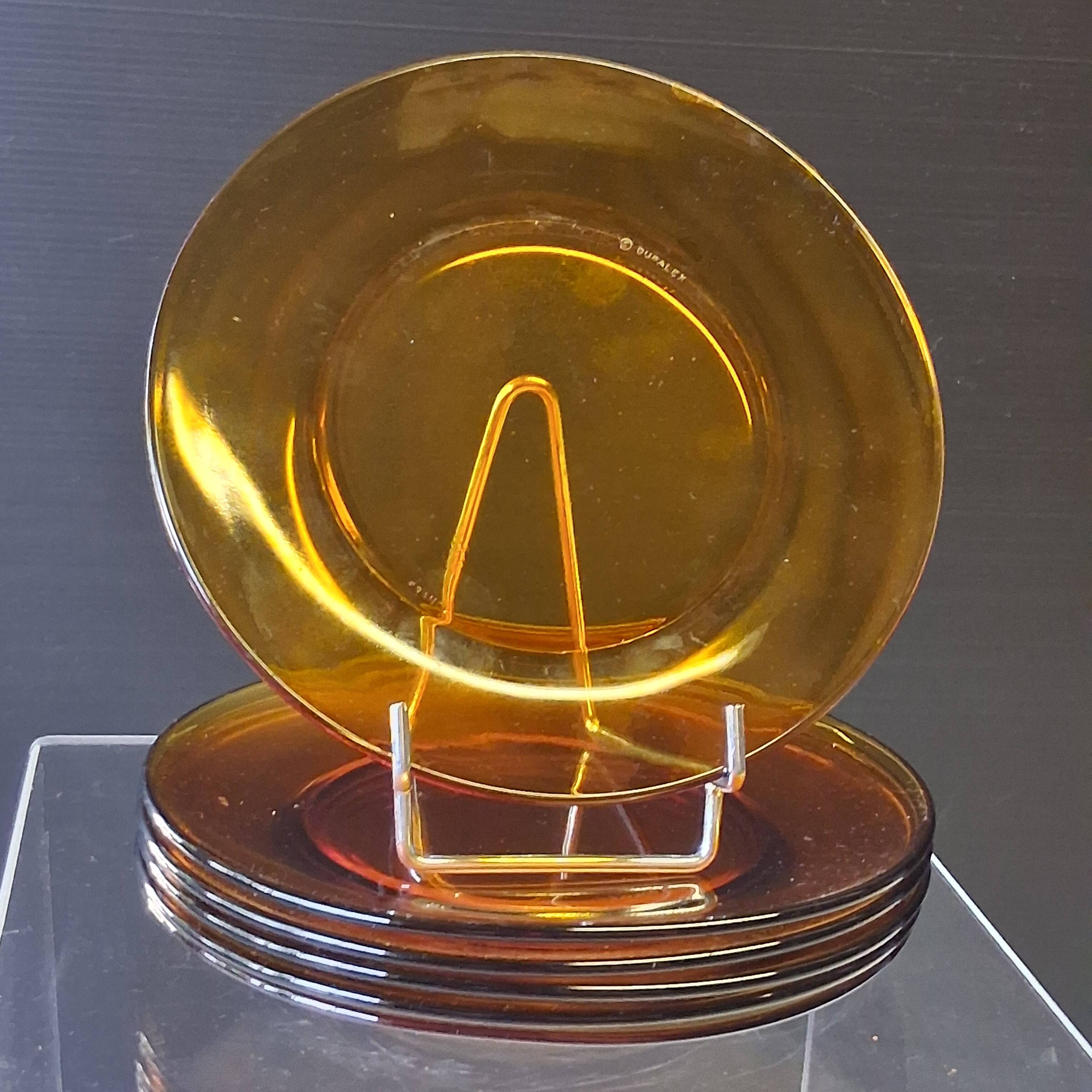 Lot de 6 assiettes à dessert en verre jaune de chez Duralex en bon état