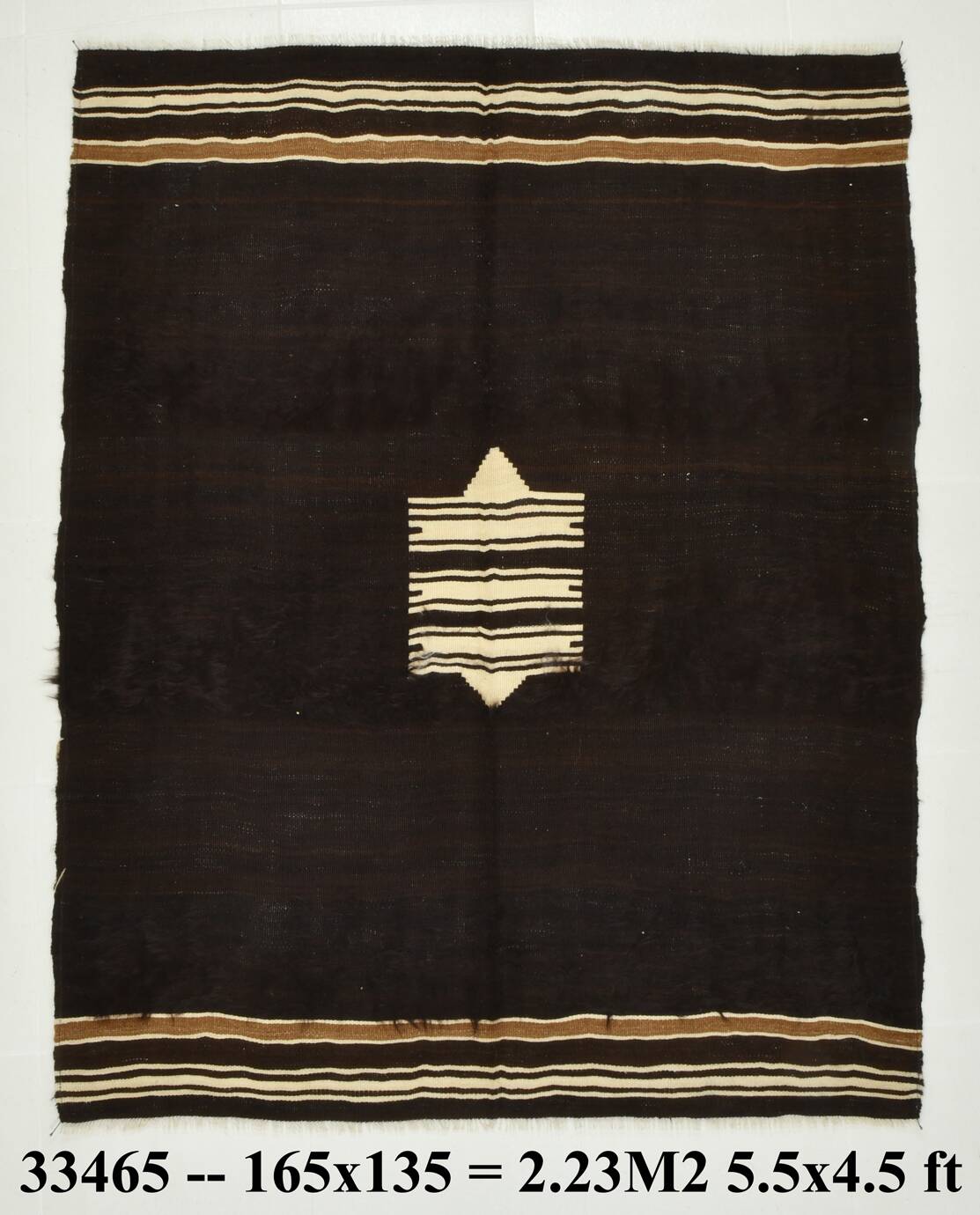 Dark Brown Beige Aesthetic Vintage Rug, 135x165Cm