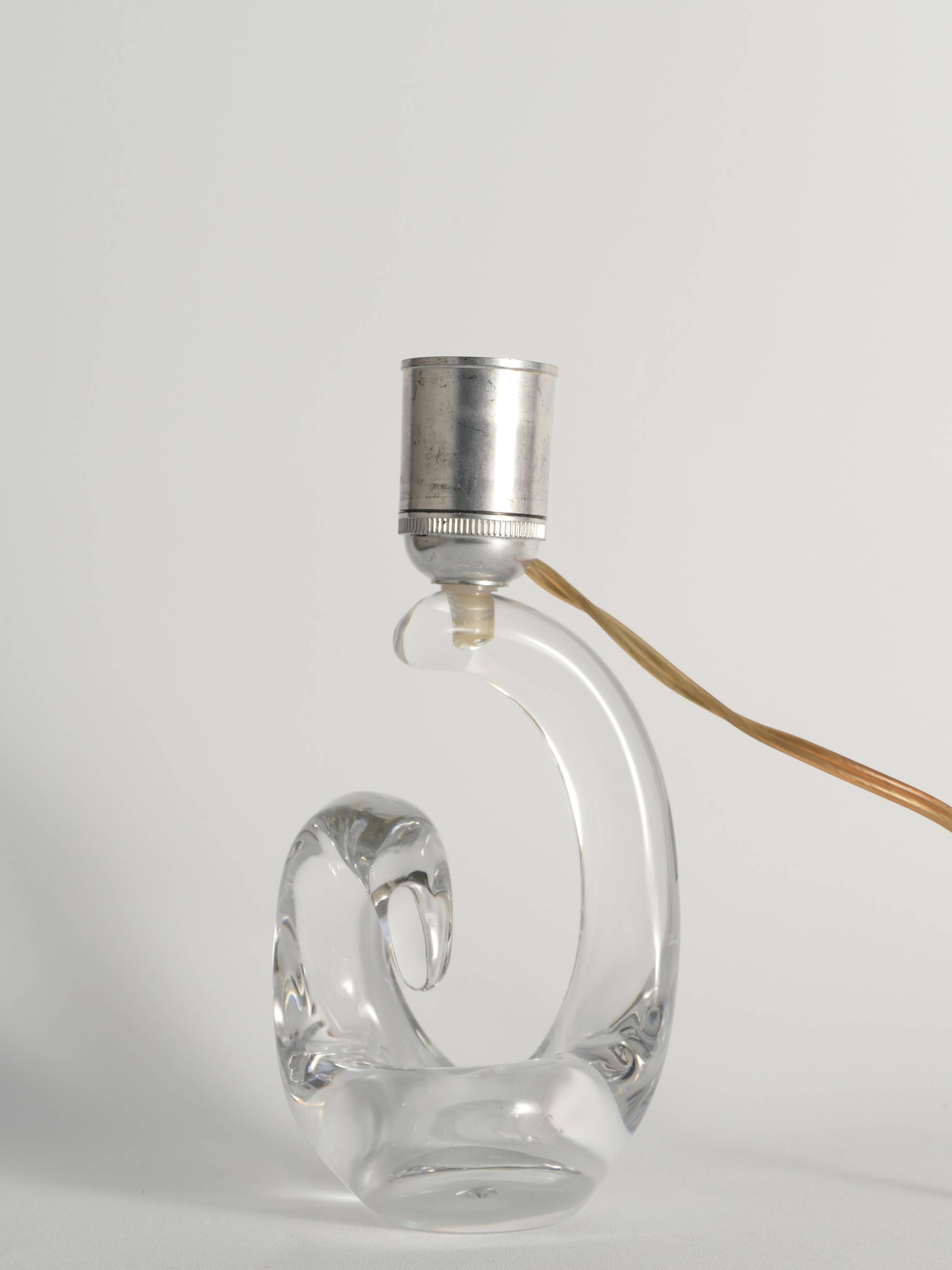 Sculptural Clear Crystal Glass Table Lamp by Schneider, France, 1950s