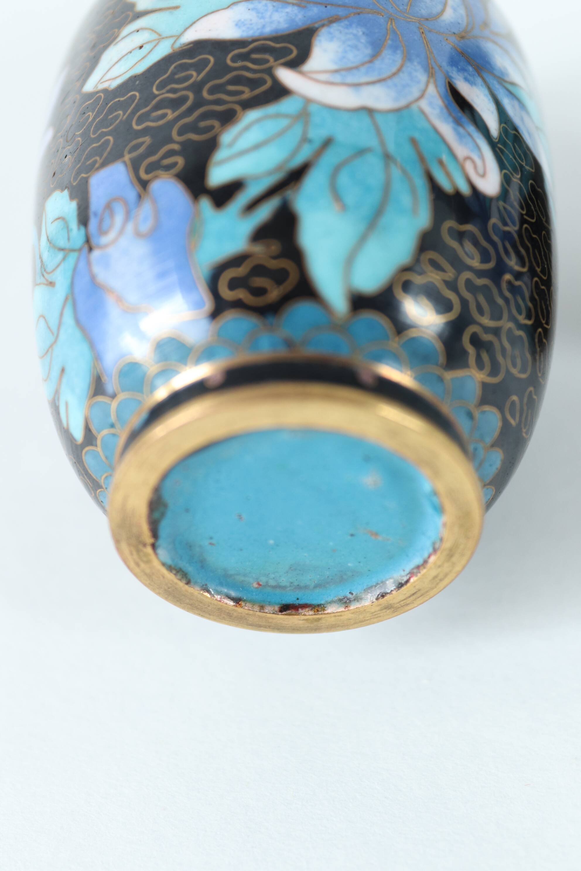 Pair of small vintage Chinese cloisonné enamel vases