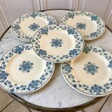 5 flat plates Terre de Fer Sarreguemines model "Estrèes" XIXth