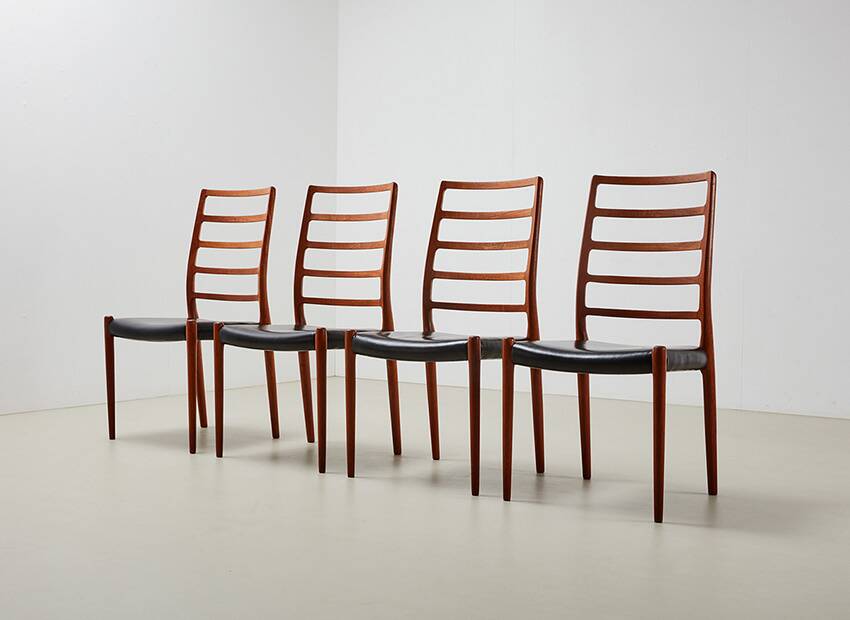Niels Otto Moller Set of 4 Model 82 Dining Chairs for J.L. Mollers 1971