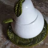 Vintage pear barbotine sugar bowl