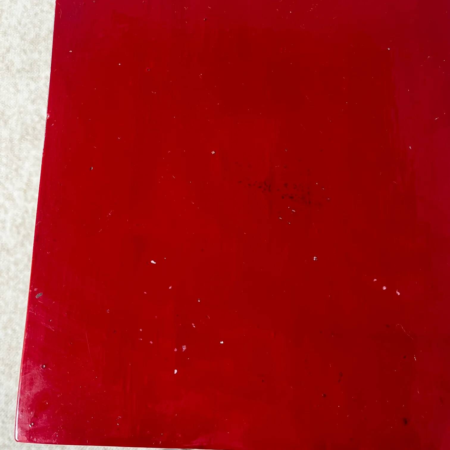 Small workshop furniture in red lacquered pine, 1980.