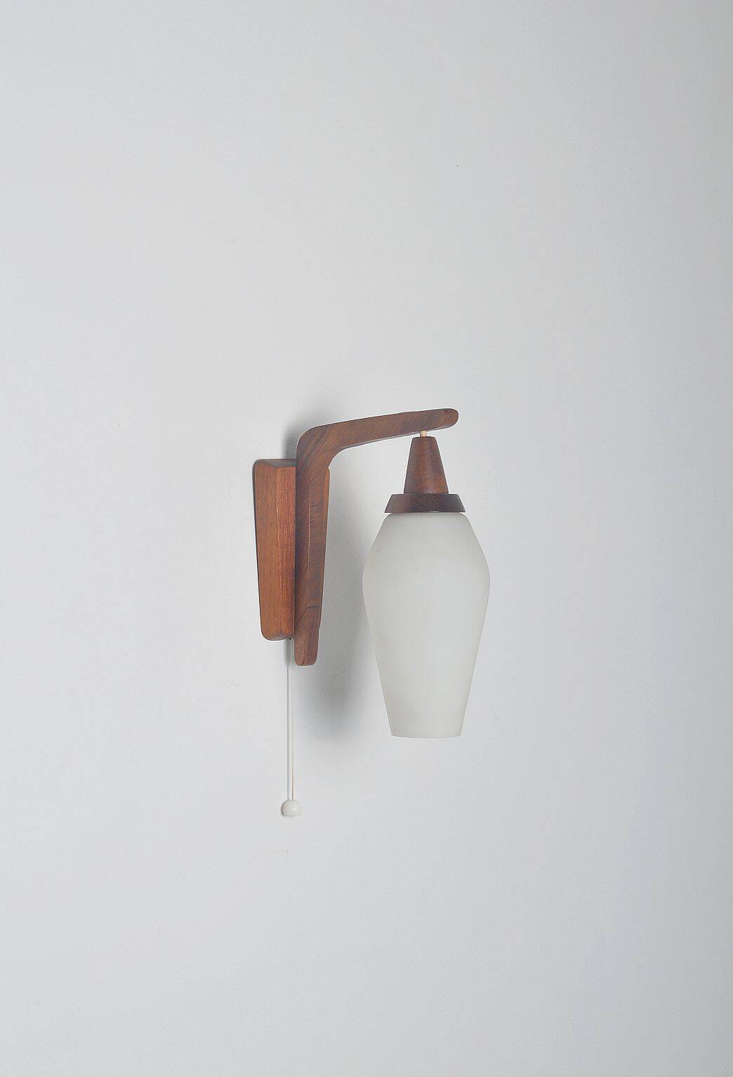 Danish wall lamp in teak with milk glass, 1960s