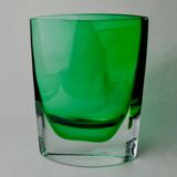 Green sommerso vase by seguros, Murano glass, Italy, 1980